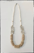 Load image into Gallery viewer, White Coconut Wood Round Bead &amp; Cowrie Sea Shell Necklace
