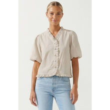 Load image into Gallery viewer, Naked Zebra - Ruffle Detail Bubble Sleeve Top: Off White / S
