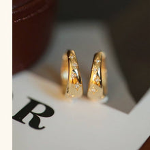 Load image into Gallery viewer, Dainty Gold Star Huggie Hoop Earrings

