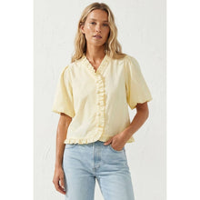 Load image into Gallery viewer, Naked Zebra - Ruffle Detail Bubble Sleeve Top: Off White / L
