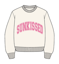 Load image into Gallery viewer, Sunkissed Coconut - Ivory and Hibiscus Pink Varsity Embroider Sweatshirt: Ivory / Small
