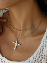 Load image into Gallery viewer, Aurise Freshwater Pearl Cross Necklace
