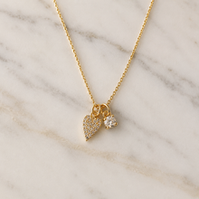 Load image into Gallery viewer, Mesa Blue - Tiny Pave CZ Heart Necklace
