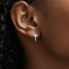 Load image into Gallery viewer, HolyBang Jewels - FLORAL CRYSTAL HUGGIE EARRINGS - E-H9082: 18K GOLD / ONE SIZE
