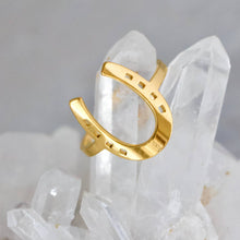 Load image into Gallery viewer, Mesa Blue - Lucky Horseshoe Ring : Yellow Gold / US 8
