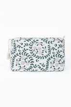 Load image into Gallery viewer, LA Soul - White Floral print Quilted Cotton Toiletry Bag Set
