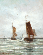 Load image into Gallery viewer, Fishing on the Choppy Sea Antique Art Print

