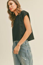 Load image into Gallery viewer, MIOU MUSE - T2263   ROUND NECK CUFFED SLEEVE TOP: OFF WHITE / L
