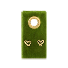 Load image into Gallery viewer, Free Form Heart Studs on Velvet Gift Tag: Gold
