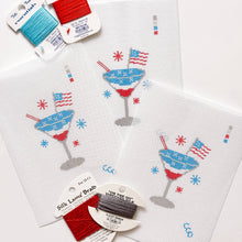 Load image into Gallery viewer, Patriotic Martini Needlepoint Canvas, Hand Painted, 18 Mesh, 2.5"x3" Design
