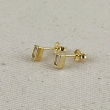 Load image into Gallery viewer, GoldFi - 18k Gold Filled Mini Bezel Baguette Stud Earrings
