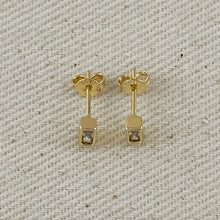 Load image into Gallery viewer, GoldFi - 18k Gold Filled Mini Bezel Baguette Stud Earrings
