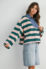 Load image into Gallery viewer, Striped Quarter-Zip Sweatshirt

