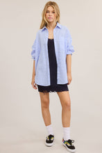 Load image into Gallery viewer, Oversized Blue Gingham Button Down Shirt
