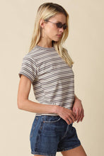 Load image into Gallery viewer, Olivaceous - Mila Stripe Baby Tee: Cream Navy / M
