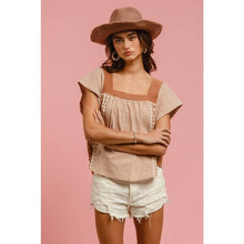 Load image into Gallery viewer, IVE - PLAID MIX AND MATCH SQUARE NECK TOP: MOCHA / S-M-L-XL(2-2-2-2)
