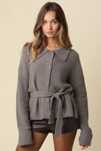 Load image into Gallery viewer, Olivaceous - Maci Belted Knit Jacket: TAUPE / S
