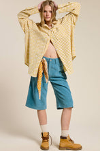 Load image into Gallery viewer, Oversized Gingham Gold Button Down
