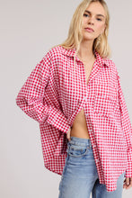 Load image into Gallery viewer, Oversized Gingham Button Down Shirt
