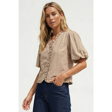 Load image into Gallery viewer, Naked Zebra - Ruffle Detail Bubble Sleeve Top: Off White / S
