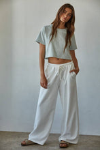 Load image into Gallery viewer, By Together - L8515 | Knit Cotton French Terry Side Pockets Wide Leg Pants: Off White / S
