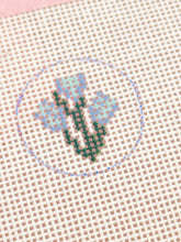 Load image into Gallery viewer, Self Finishing Blue Flower Needlepoint Kit
