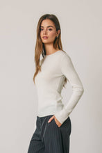 Load image into Gallery viewer, Dress Forum - Ribbed Knit Fitted Crew Neck Long Sleeve Top: NAVY / S-M-L(2-2-2)
