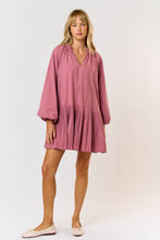 Load image into Gallery viewer, Lalavon - ILD4773 PUFF LONG SLEEVE DRESS WITH BOTTOM PLEAT : MAUVE / LARGE
