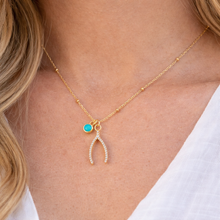 Load image into Gallery viewer, Wishbone Necklace - Turquoise
