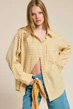 Load image into Gallery viewer, Oversized Gingham Gold Button Down
