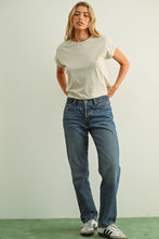 Load image into Gallery viewer, MIOU MUSE - T2263   ROUND NECK CUFFED SLEEVE TOP: OFF WHITE / S
