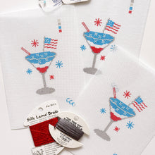 Load image into Gallery viewer, Patriotic Martini Needlepoint Canvas, Hand Painted, 18 Mesh, 2.5"x3" Design
