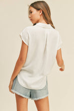Load image into Gallery viewer, MIOU MUSE - MMT1194   BUTTON DOWN CAP SLEEVE SHIRTS: CREAM / M
