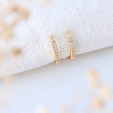 Load image into Gallery viewer, CZ Polygone Huggie Hoop Earrings
