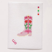 Load image into Gallery viewer, Hand Painted Pink Cowgirl Boot 3” Needlepoint Canvas
