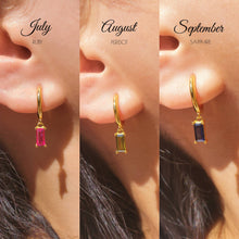 Load image into Gallery viewer, Baguette Birthstone Dangle Earrings
