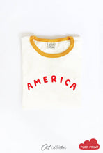 Load image into Gallery viewer, OAT COLLECTIVE - AMERICA PUFF Ringer Graphic T-Shirt: NATURAL/RED / S
