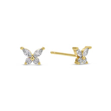 Load image into Gallery viewer, Splendid Iris - Butterfly Studs on Velvet Tag: Gold
