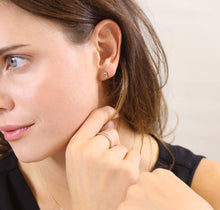 Load image into Gallery viewer, GoldFi - 18k Gold Filled Mini Bezel Baguette Stud Earrings
