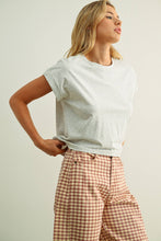 Load image into Gallery viewer, MIOU MUSE - T2263   ROUND NECK CUFFED SLEEVE TOP: OFF WHITE / L

