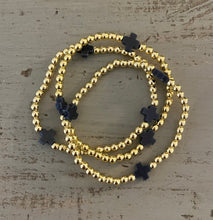 Load image into Gallery viewer, Gold Beaded Bracelet with Cross
