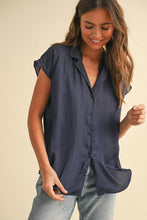 Load image into Gallery viewer, MIOU MUSE - MMT1194   BUTTON DOWN CAP SLEEVE SHIRTS: CREAM / S
