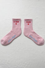 Load image into Gallery viewer, Embroidered Crew Socks: Strawberry Milk
