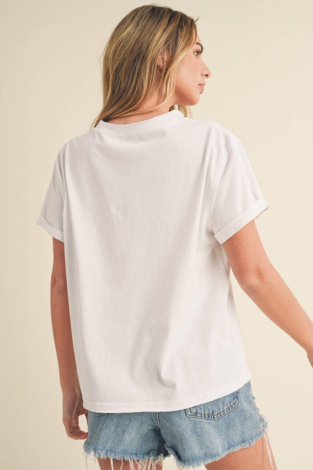 AEMI + CO - 8314DN Mali Baby Tee Short Sleeve Top: White / Contemporary / L