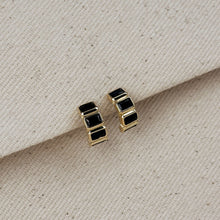 Load image into Gallery viewer, GoldFi - 18k Gold Filled Chunky CZ Curve Earrings: Emerald
