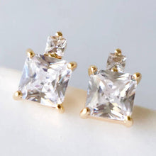 Load image into Gallery viewer, CZ Stacked Square Stud Earrings  
