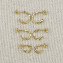 Load image into Gallery viewer, GoldFi - 18k Gold Filled Thin Line Cubic Zirconia C Hoop Earrings: 10mm
