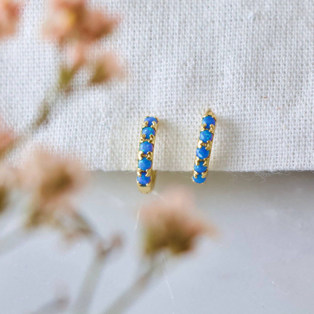 Blue Opal Huggie