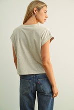 Load image into Gallery viewer, MIOU MUSE - T2263   ROUND NECK CUFFED SLEEVE TOP: OFF WHITE / S
