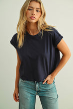Load image into Gallery viewer, MIOU MUSE - T2263   ROUND NECK CUFFED SLEEVE TOP: OFF WHITE / L
